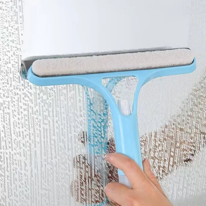 3'ü 1 Arada Cam Temizleyici  Silikon Silecek + Sünger Başlık + Kaymaz Ergonomik Sap  Ev & Araba Camı İçin Pratik Temizlik Aracı